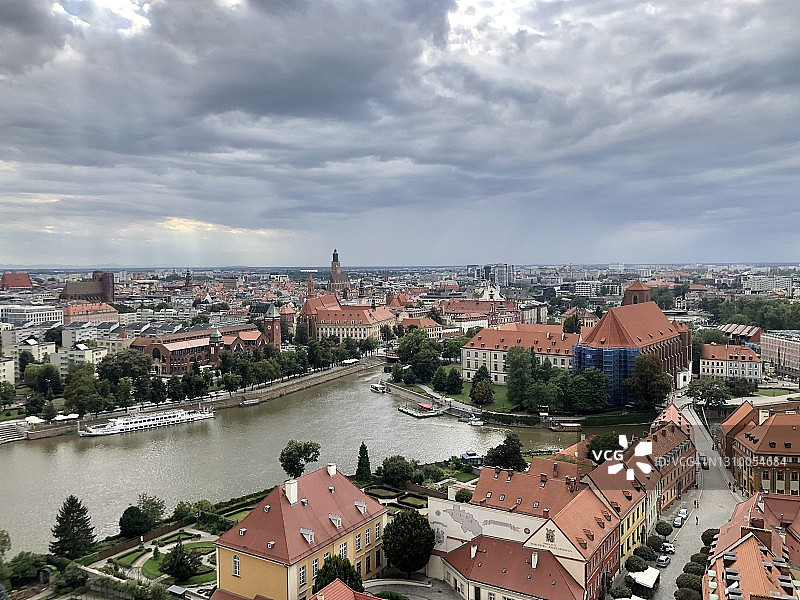 奥斯特鲁夫斯基，弗罗茨瓦夫，波兰天际线图片素材