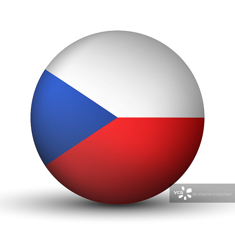 带有捷克共和国国旗的玻璃灯球，圆形样板图标，3D矢量图图片素材