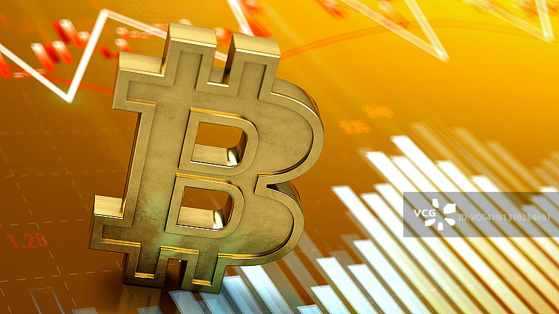 带有财务图表的比特币符号图片素材
