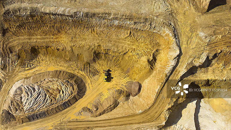 砂石露天矿场航拍：沙丘景观图片素材