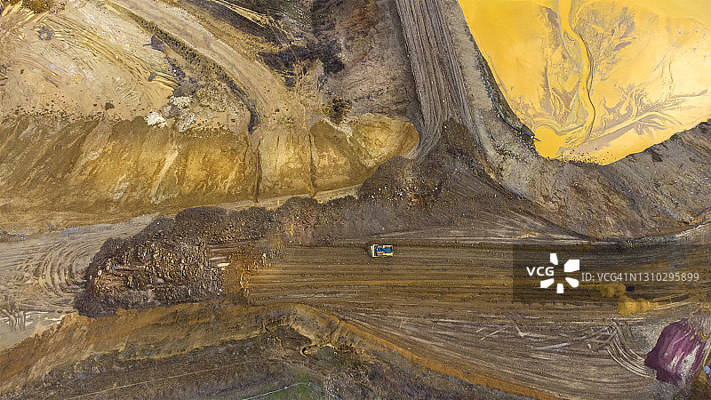 砂石露天矿场航拍：沙丘景观图片素材