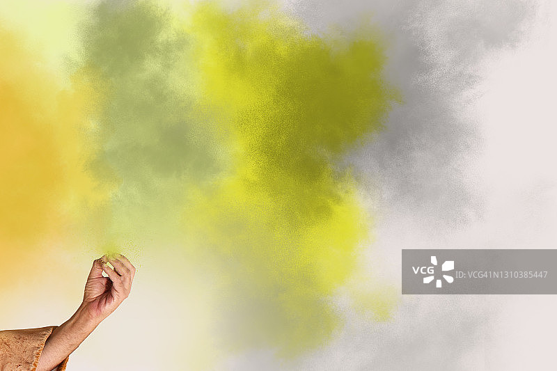 人的手和彩色粉末图片素材