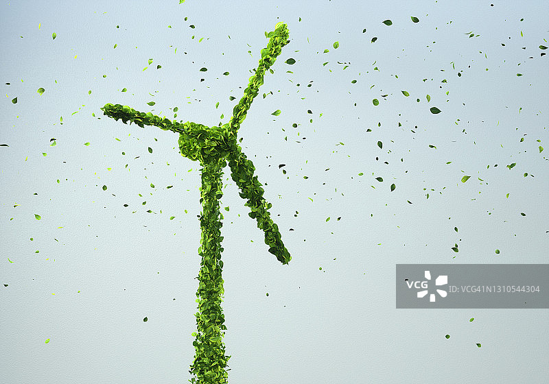 树叶制作的风力涡轮机图片素材