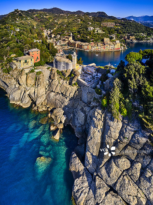 意大利利古里亚的 Portofino 村庄图片素材