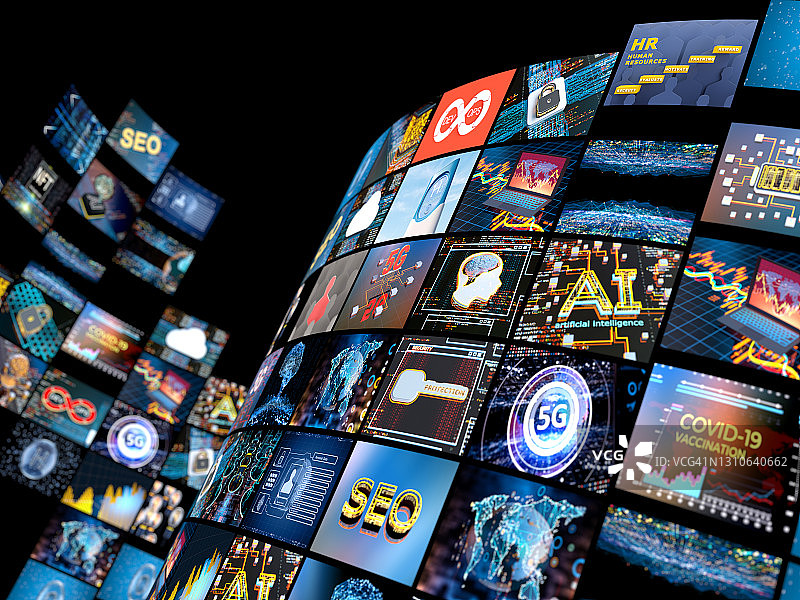 带有小屏幕的抽象视频墙图片素材