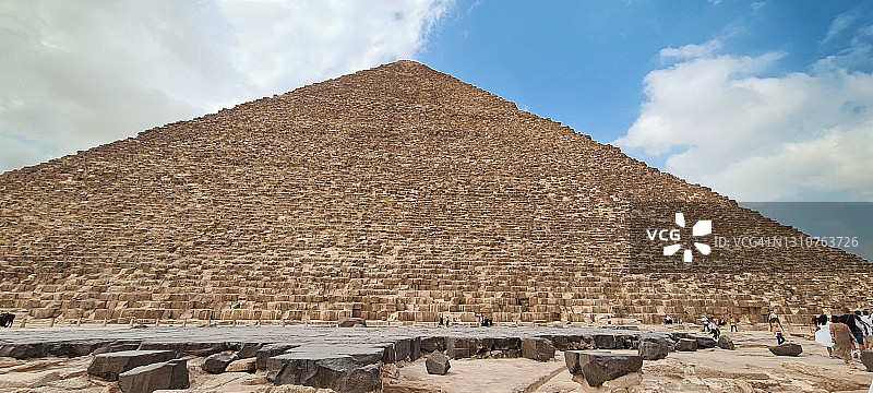 吉萨大金字塔的侧面，世界奇观之一图片素材