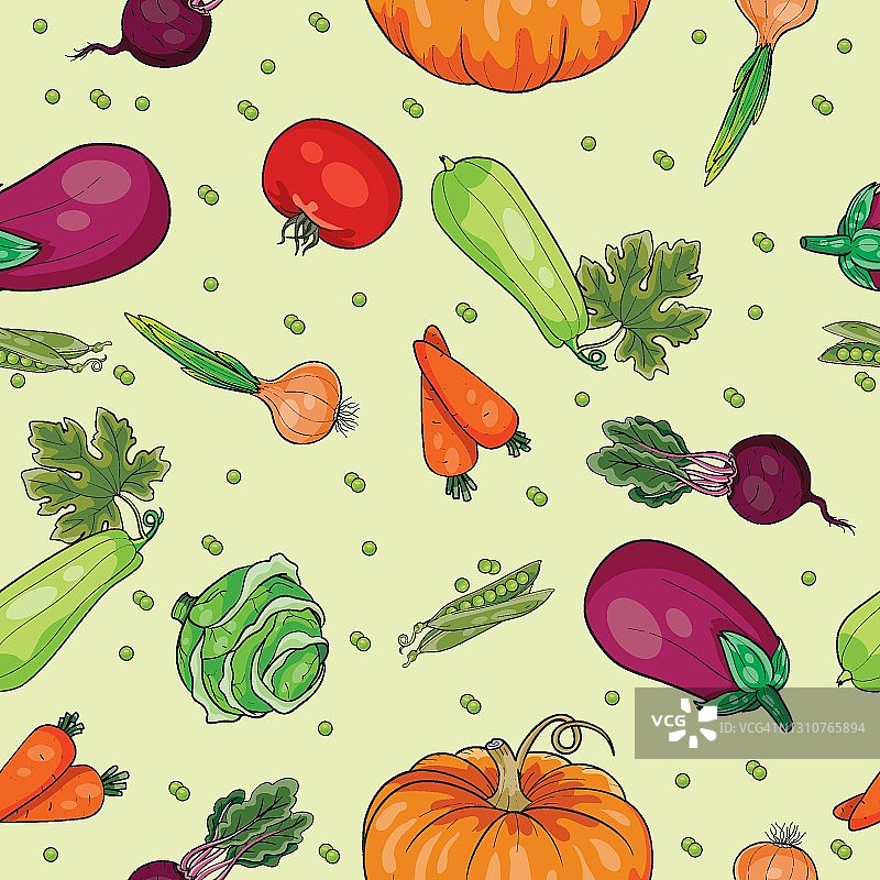 彩色蔬菜（番茄、茄子、西葫芦）图案图片素材