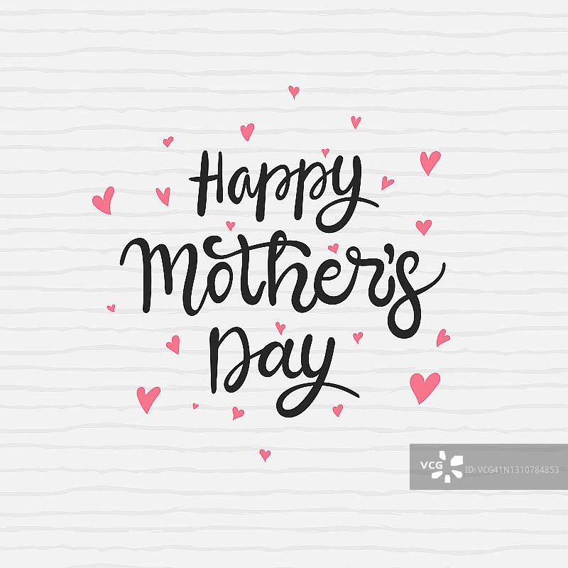 母亲节快乐书法背景。手绘字体，适用于优雅的贺卡、海报和绘画。自由手绘。现代矢量插图。白色背景上隔离。图片素材