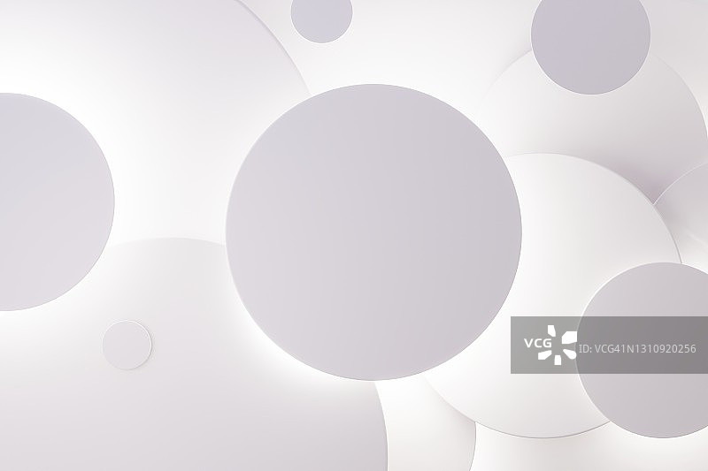 带有霓虹灯背光的白色圆形抽象3D背景，产品展示场景图片素材