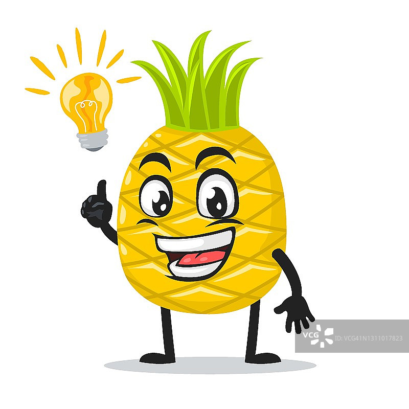 菠萝吉祥物或角色矢量插画图片素材