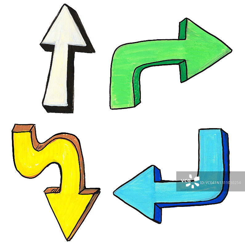 四个手绘箭头图片素材