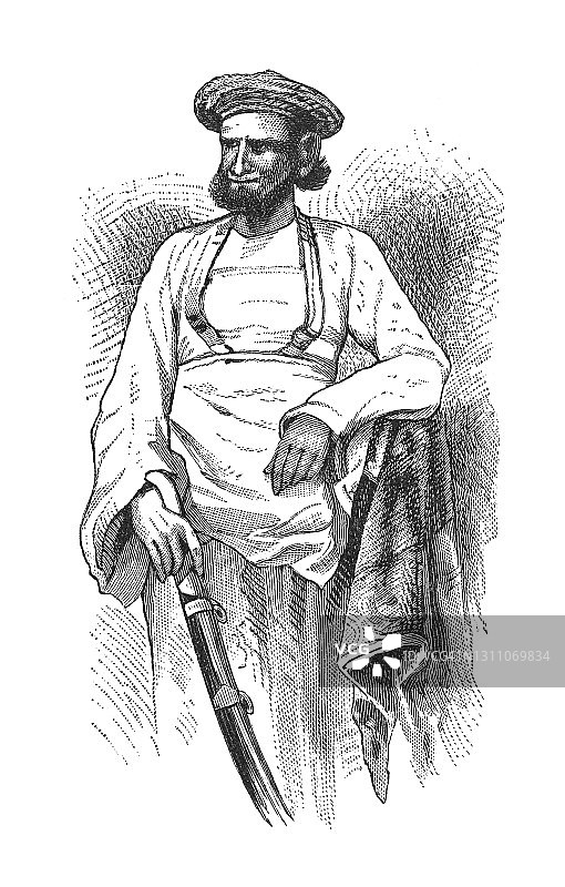 古老的雕刻插图Raja，皇家头衔用于印度君主图片素材