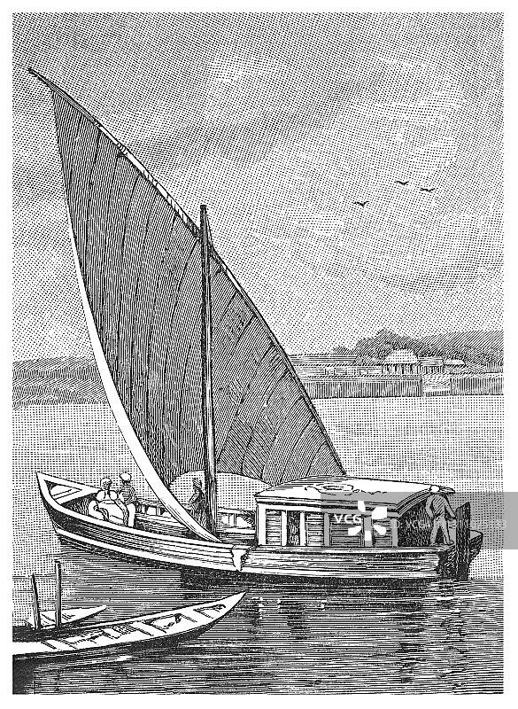 来自孟买的班达尔船古版画图片素材