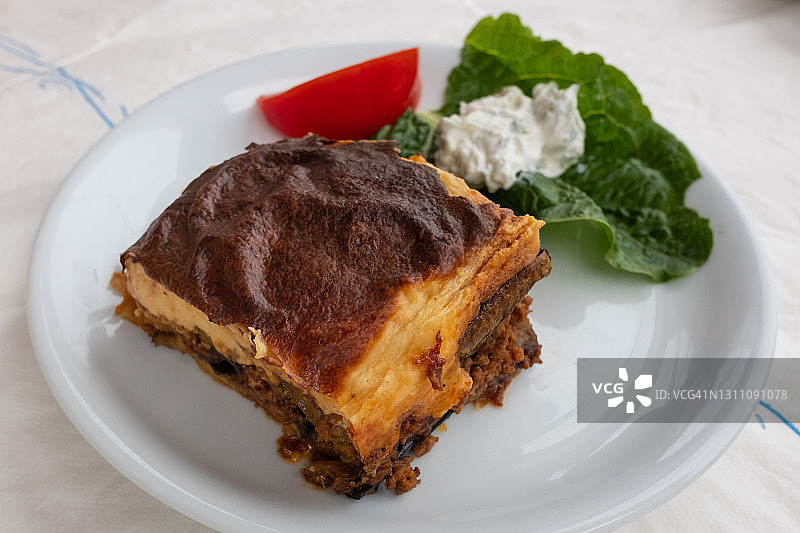 穆萨卡，传统希腊美食，克里特岛，希腊图片素材