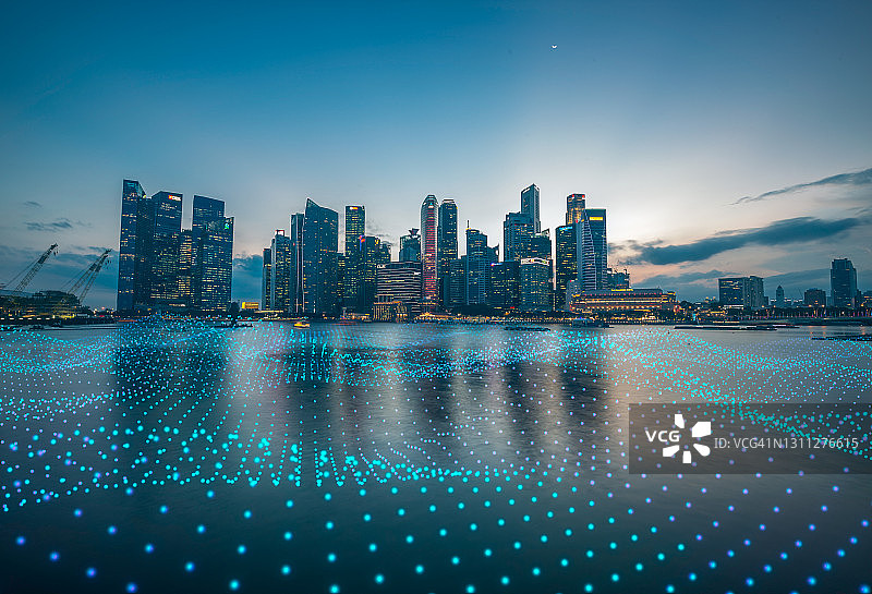 抽象粒子城市景观图片素材