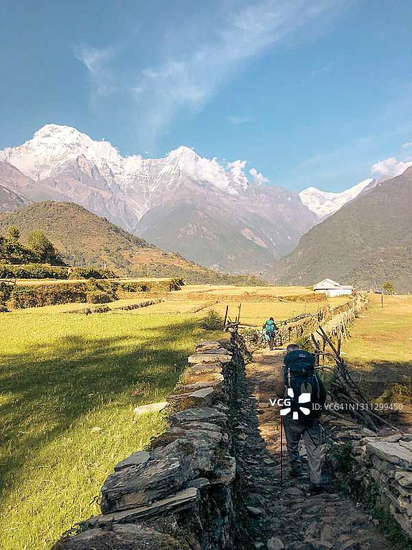 尼泊尔安娜普尔纳徒步旅行图片素材