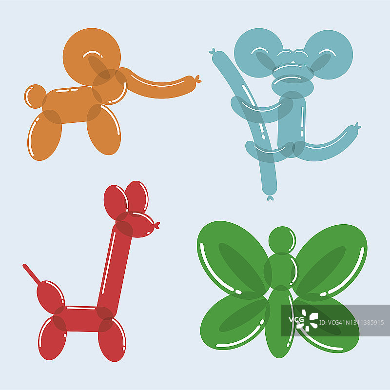 四个动物气球图片素材