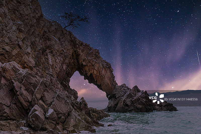 韩国瑞山象岩夜景图片素材