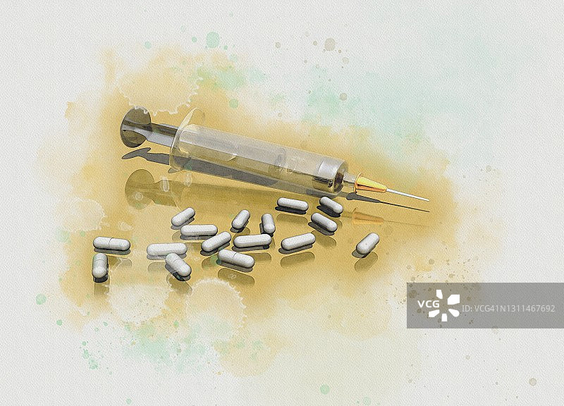 胶囊和注射器插图图片素材