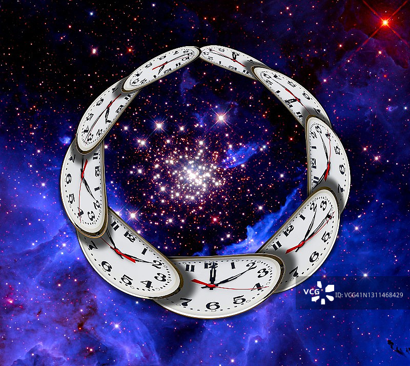 宇宙和圆形时间概念插图图片素材