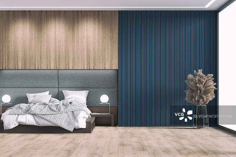 豪华卧室带装饰和文案空间图片素材