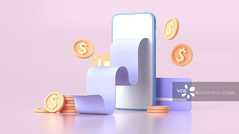 钱包、钱袋、信用卡、手机和美元插画图片素材