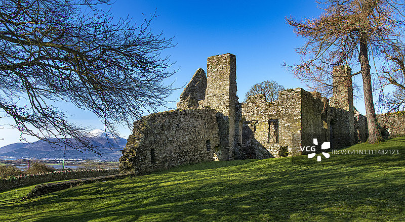 北爱尔兰邓德拉姆的诺曼城堡遗址图片素材
