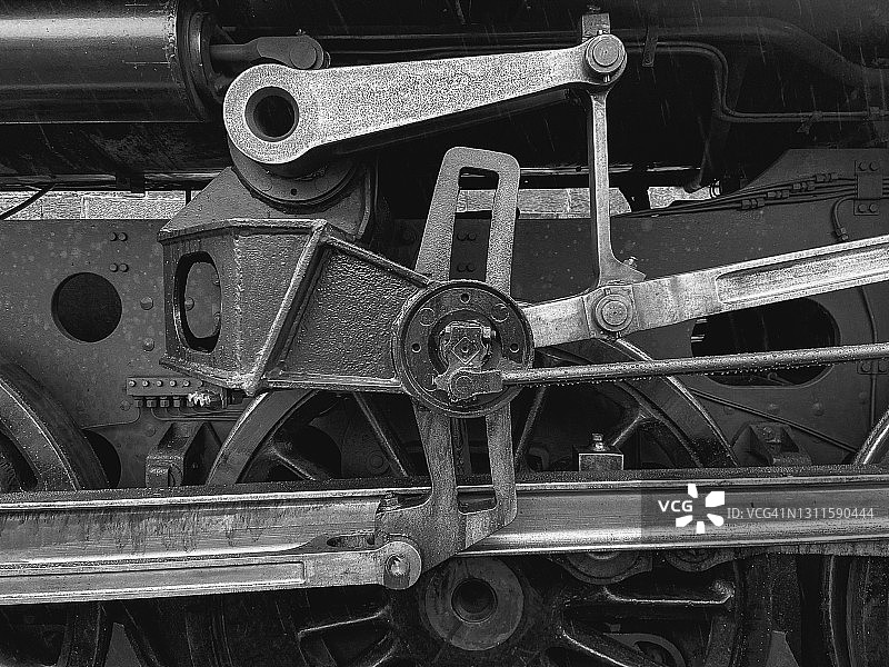 老式蒸汽火车车轮特写图片素材