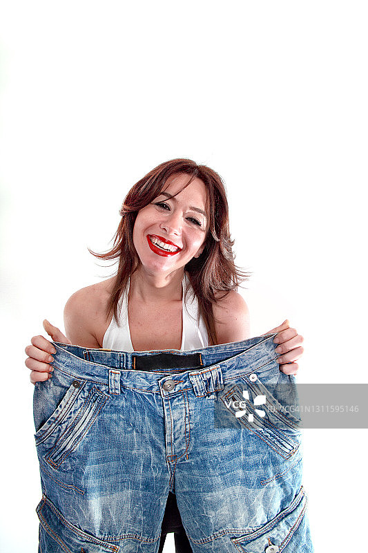 年轻女子节食减肥的肖像图片素材