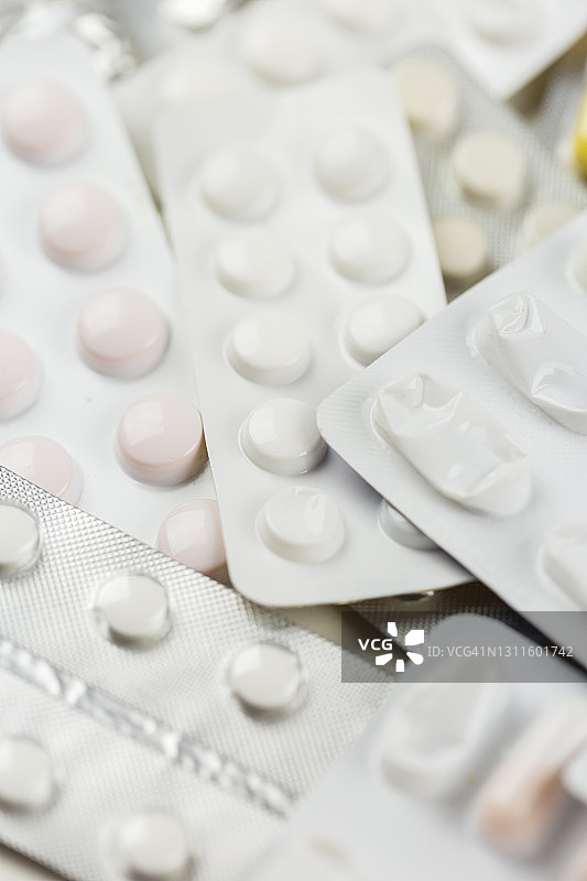 堆叠的泡罩包装药品图片素材
