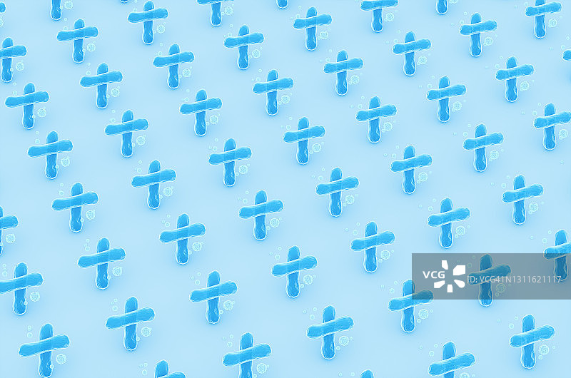 墓地中十字形的大肠杆菌，3D波普艺术插画图片素材