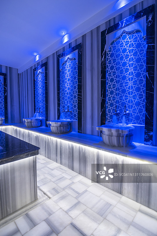 现代土耳其浴室大理石浴池设计图片素材