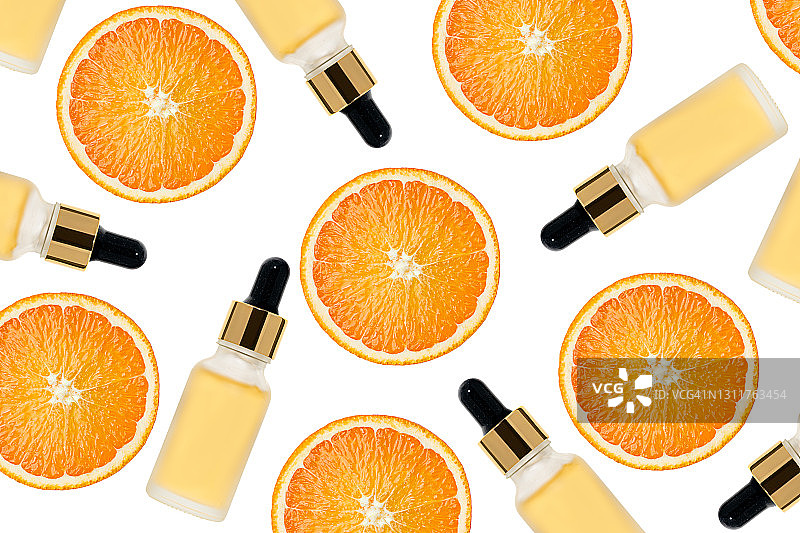 维C精华液和橙片美妆图案图片素材