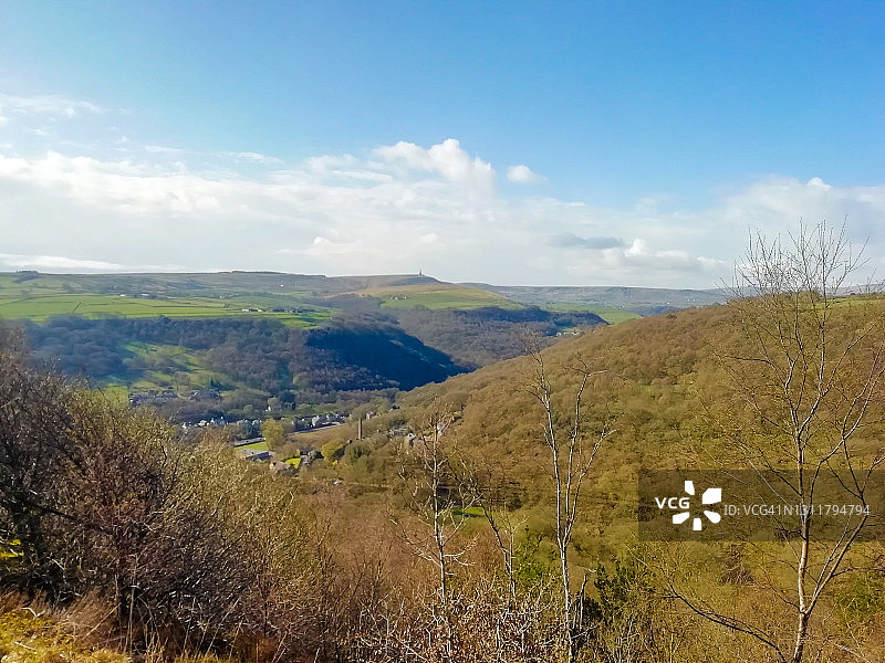 约克郡赫布登布里奇山谷全景图片素材