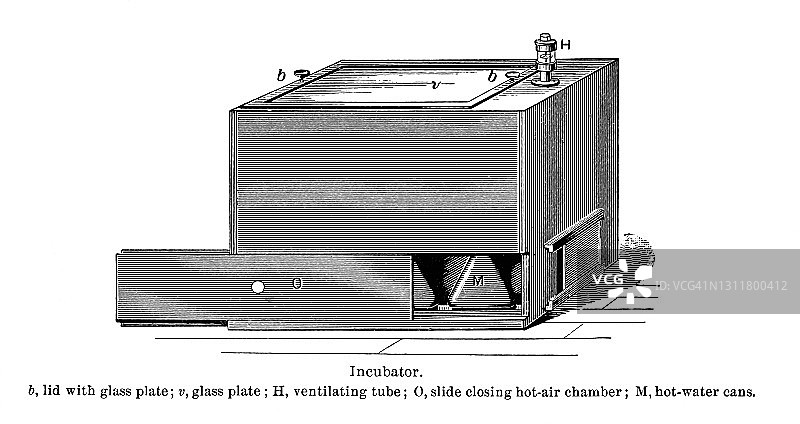 孵化器的古老雕刻插图图片素材