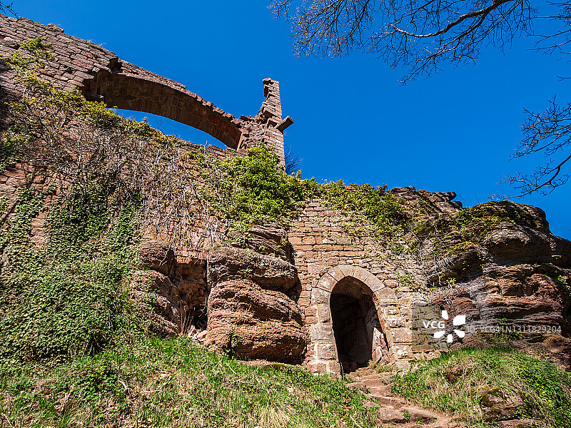 法国阿尔萨斯德雷施泰因中世纪城堡遗址图片素材