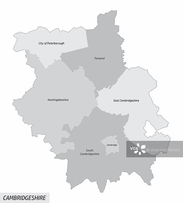 剑桥郡行政地图图片素材