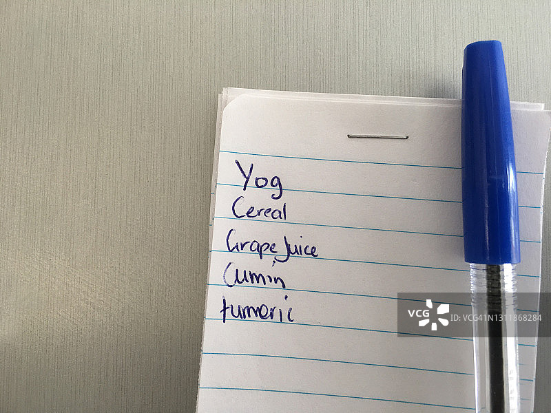 冰箱门上的食品购物清单图片素材