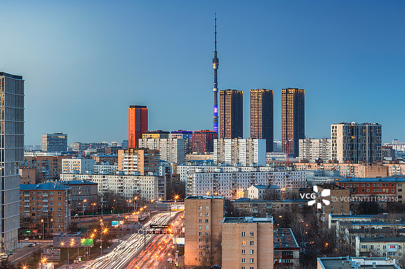 莫斯科城市夜景图片素材