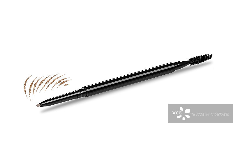黑色眉笔带刷子，白色背景图片素材