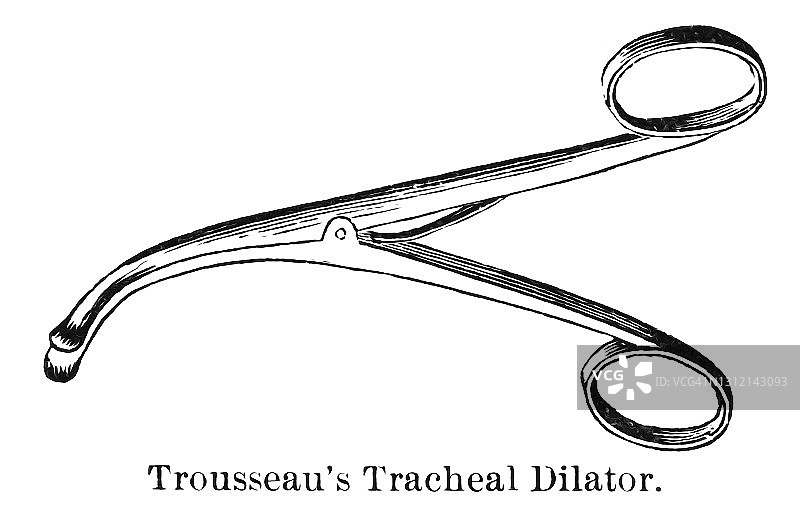 特鲁索气管扩张器古老版画图片素材