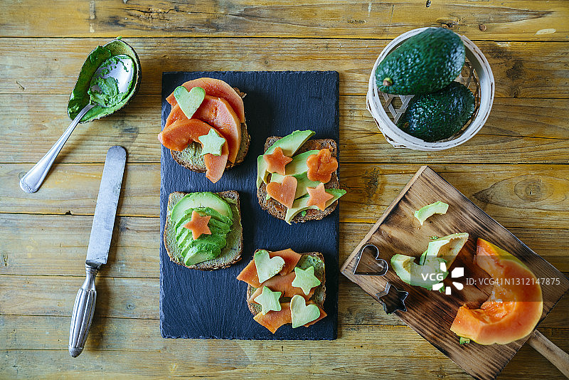 木瓜牛油果面包图片素材