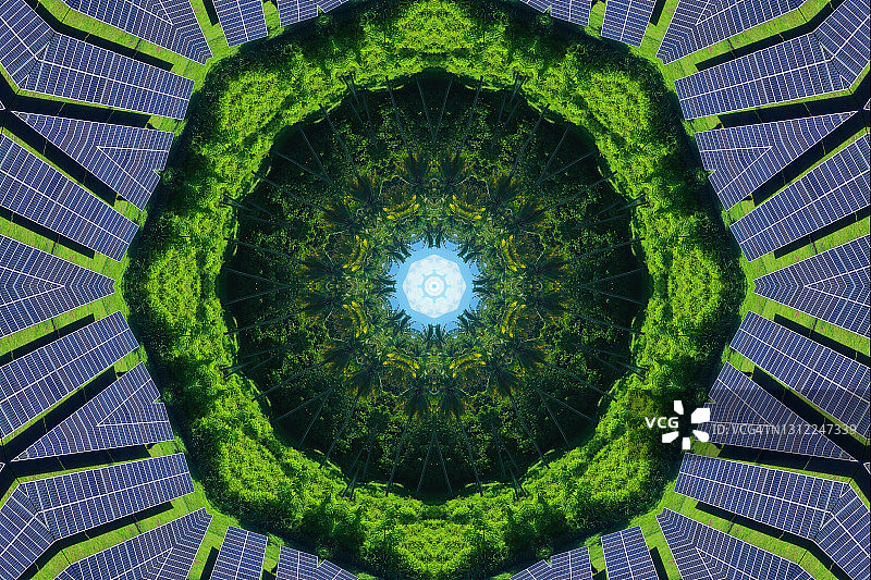 太阳能电池板的万花筒效果图片素材