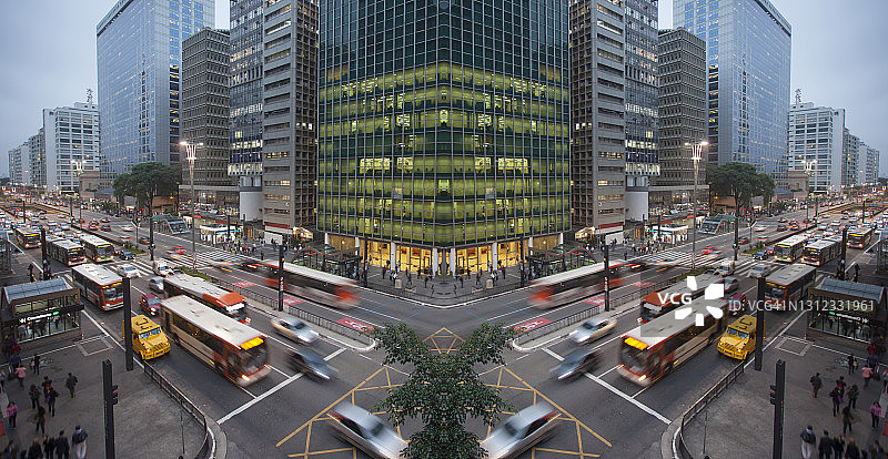 城市景观合成图像，巴西圣保罗保利斯塔大街图片素材