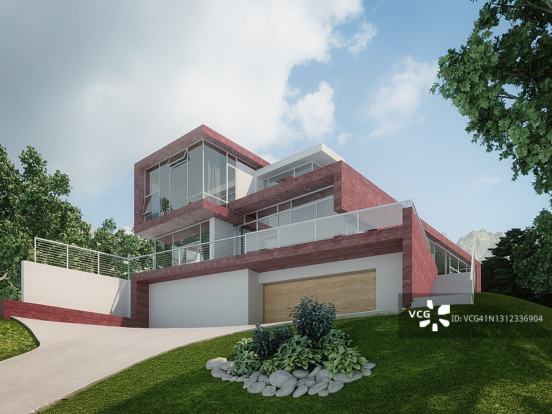 现代两层别墅图片素材
