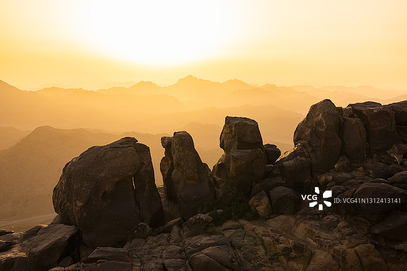 西奈山日出美景，埃及壮丽山景图片素材
