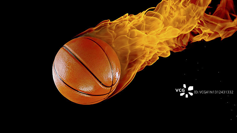 燃烧的篮球特写图片素材