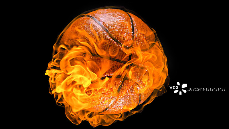 燃烧的篮球特写图片素材