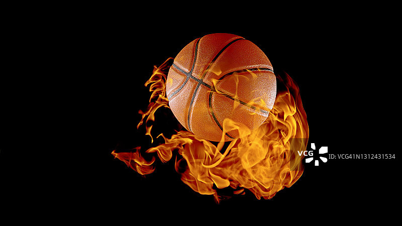 燃烧的篮球特写图片素材