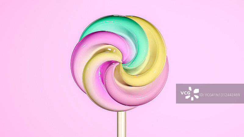 粉色背景上的彩色3D旋转动画图片素材